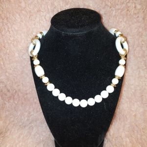 Lucite White Bead Necklace